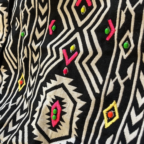 Forever 21 Canvas Boho Tribal Embellished Tote Bag - Picture 10 of 14